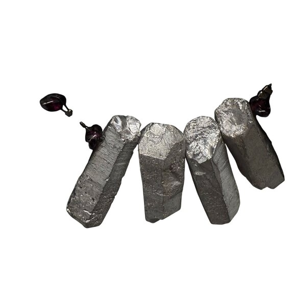 Silver Natural Crystal Black Leather Long Statement Necklace Boho Bohemian - Picture 3 of 8